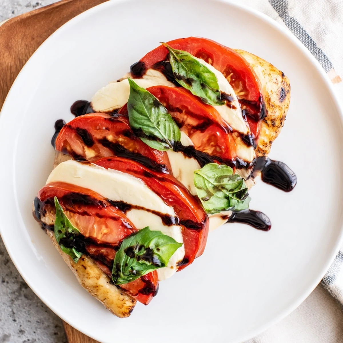Golden-brown Caprese Stuffed Chicken Breast, baked to perfection and offering a burst of Italian flavors.