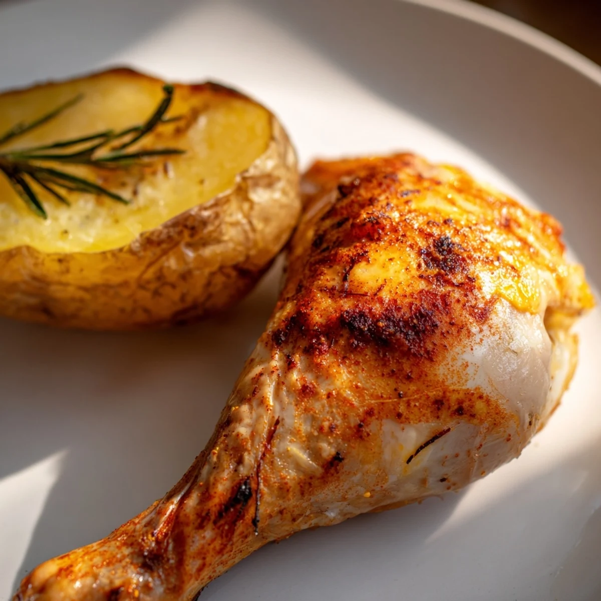 Golden, crispy-skinned Lemon Garlic Roasted Chicken with Potatoes rests on a rustic platter, garnished with fresh parsley and lemon wedges for a bright family dinner.