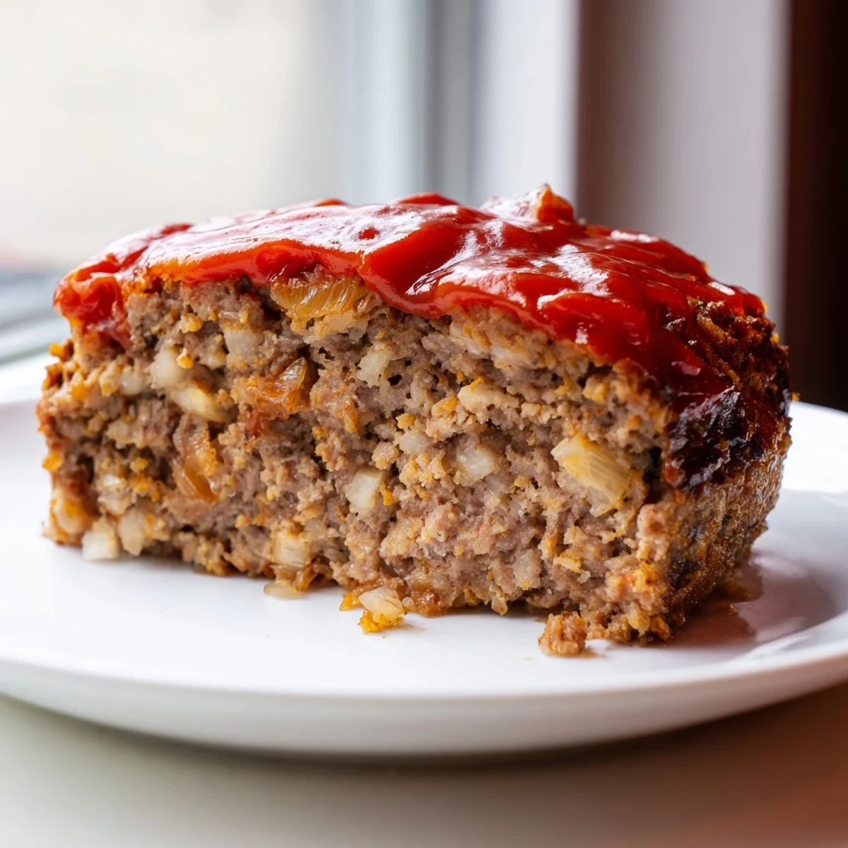 Freshly baked turkey meatloaf served with mashed potatoes and bright green beans.