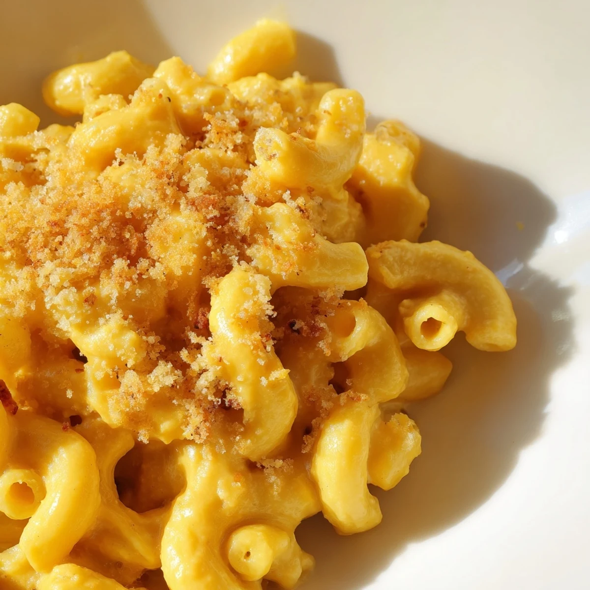 Creamy Vegan Butternut Squash Mac and Cheese served steaming hot from the pot, garnished with fresh parsley.