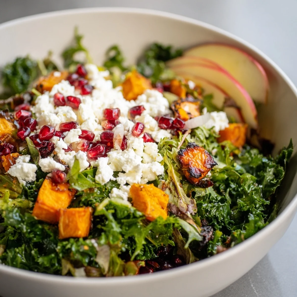 Freshly roasted root vegetables add warmth to this Winter Salad Mix, topped with creamy goat cheese and crunchy walnuts.