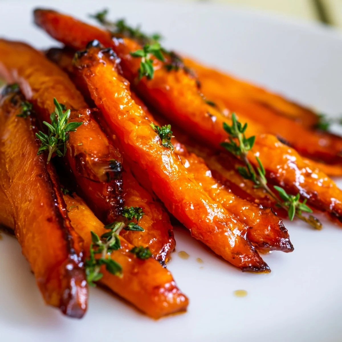 Perfectly caramelized Roasted Carrots with Maple Syrup Glaze on a baking sheet, ready to serve as a side dish.