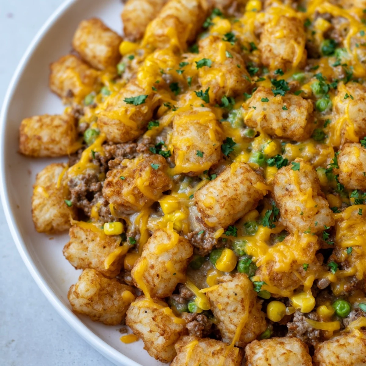 Golden, crispy tater tots crown a rich, cheesy beef filling in this hearty Super Bowl Tater Tot Casserole.