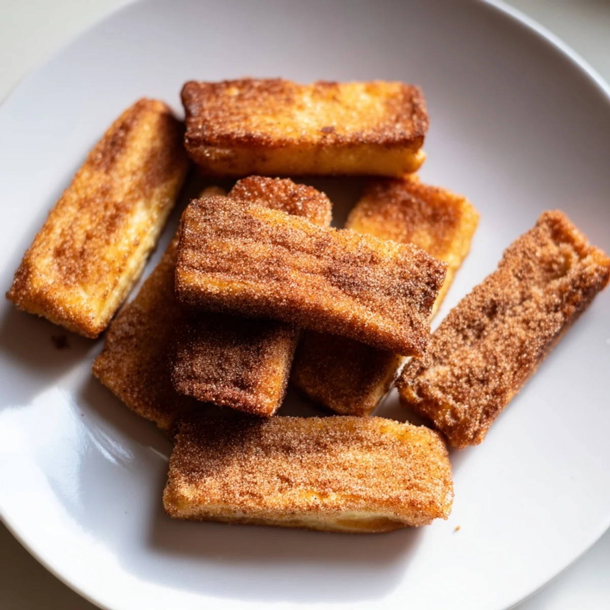 Freshly fried Mardi Gras dough squares, golden and crispy, coated in cinnamon sugar and ready to be enjoyed.
