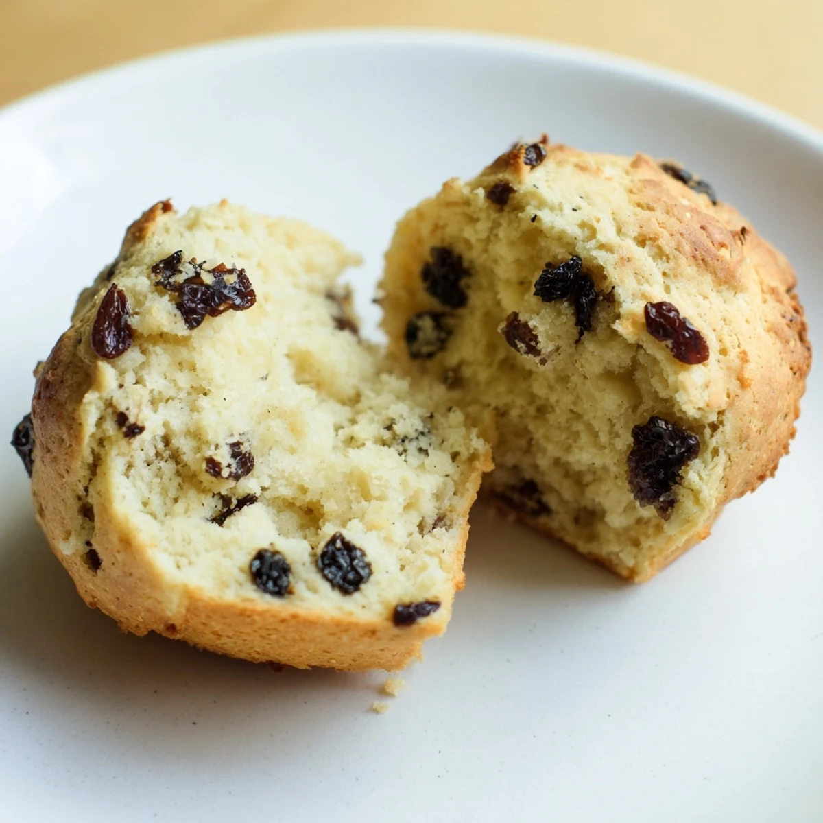 Freshly baked Mini Irish Soda Bread Muffins with butter on a plate for breakfast or snack.