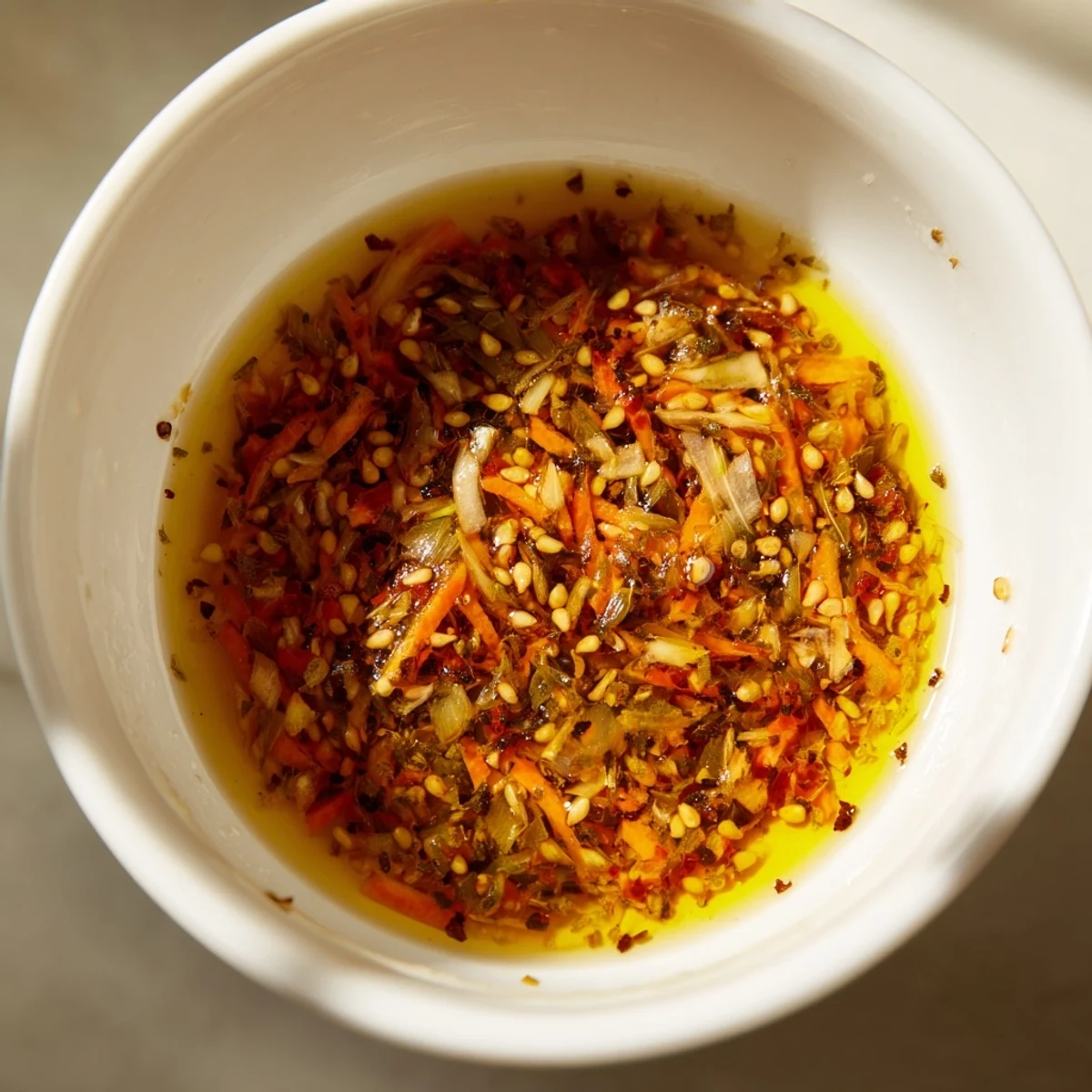 A close-up shot shows the creamy dressing drizzled over crunchy cabbage slaw.