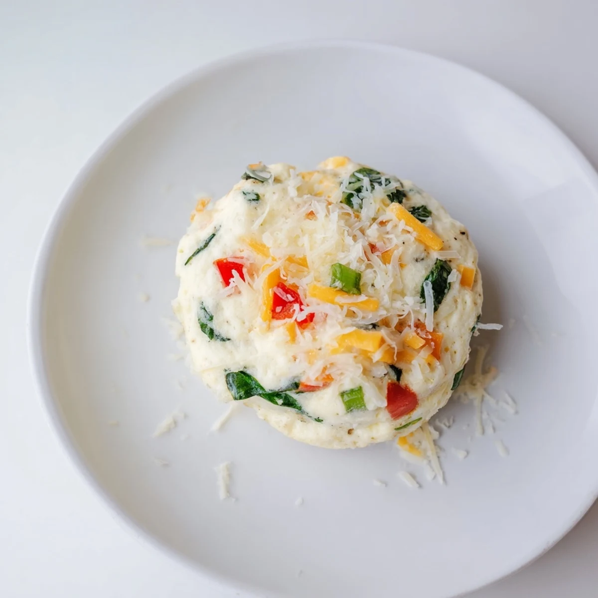 These savory Cottage Cheese Egg Bites are golden and fluffy, studded with spinach and red bell peppers.