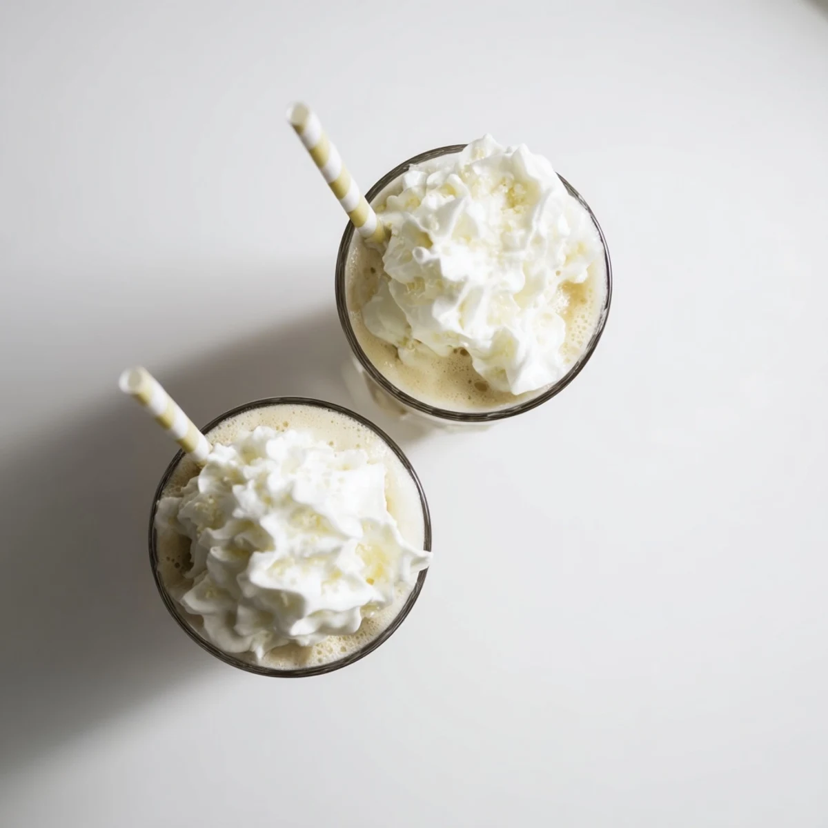 Refreshing Starbucks Vanilla Bean Frappuccino with vanilla bean ice cream and milk in a blender ready to serve.