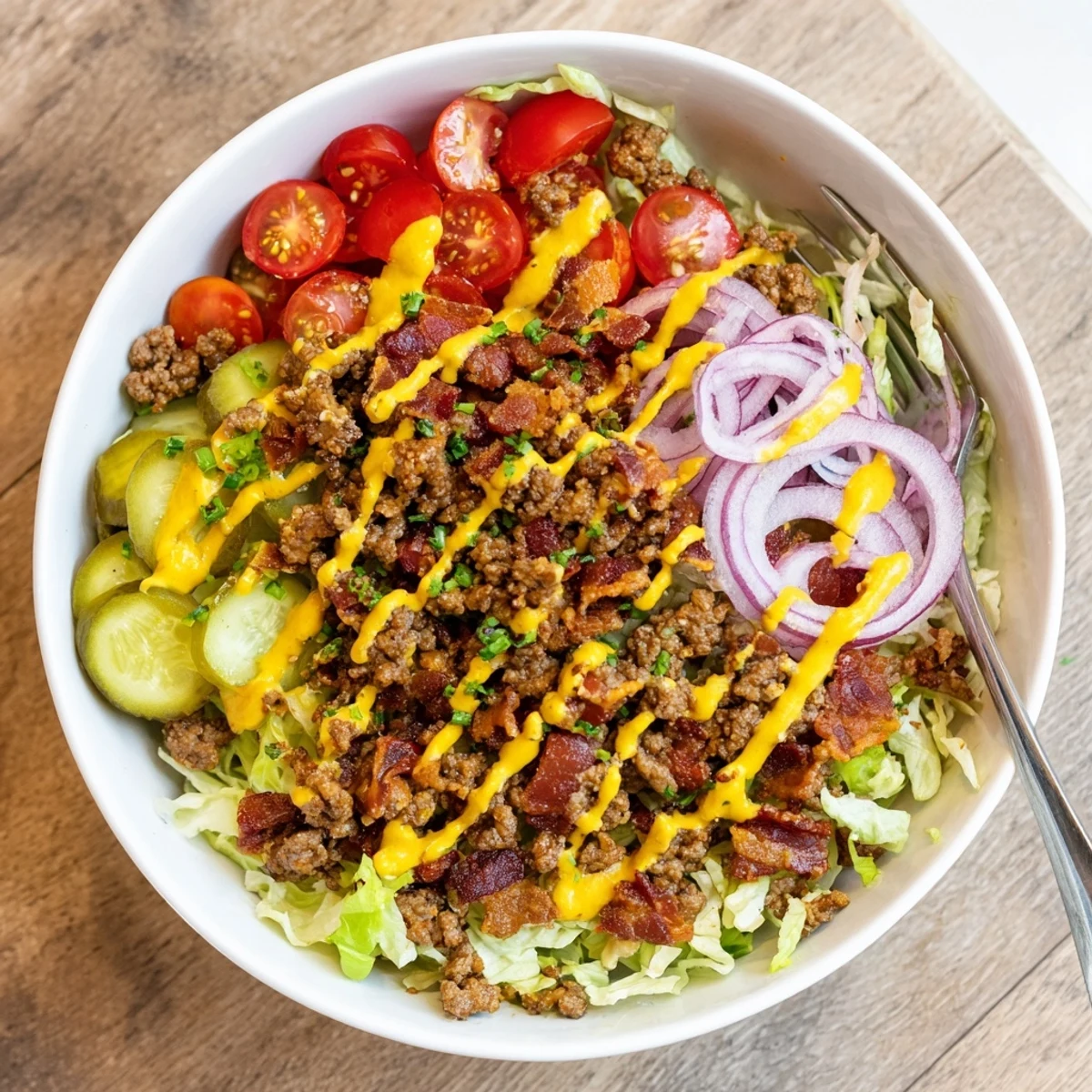 Freshly smashed beef patties sizzling in a pan, prepared for a hearty Smash Burger Bowl. 