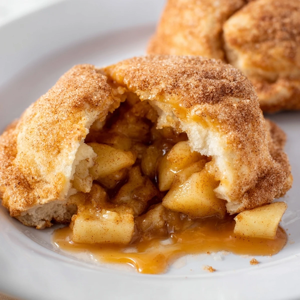Warm biscuit dough balls stuffed with spiced apples and melted caramel centers