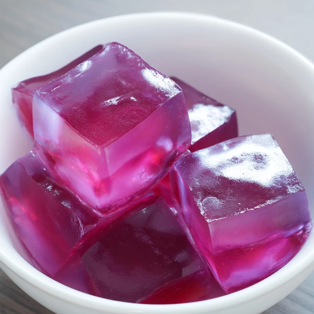 Colorful homemade probiotic jello snacks set in fun silicone molds with fresh fruit garnish