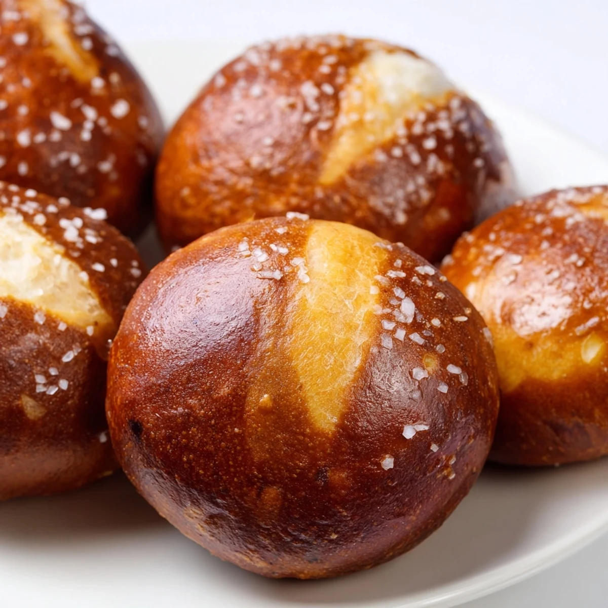 Warm pretzel bites stuffed with juicy cheeseburger meat and cheese, sprinkled with coarse salt
