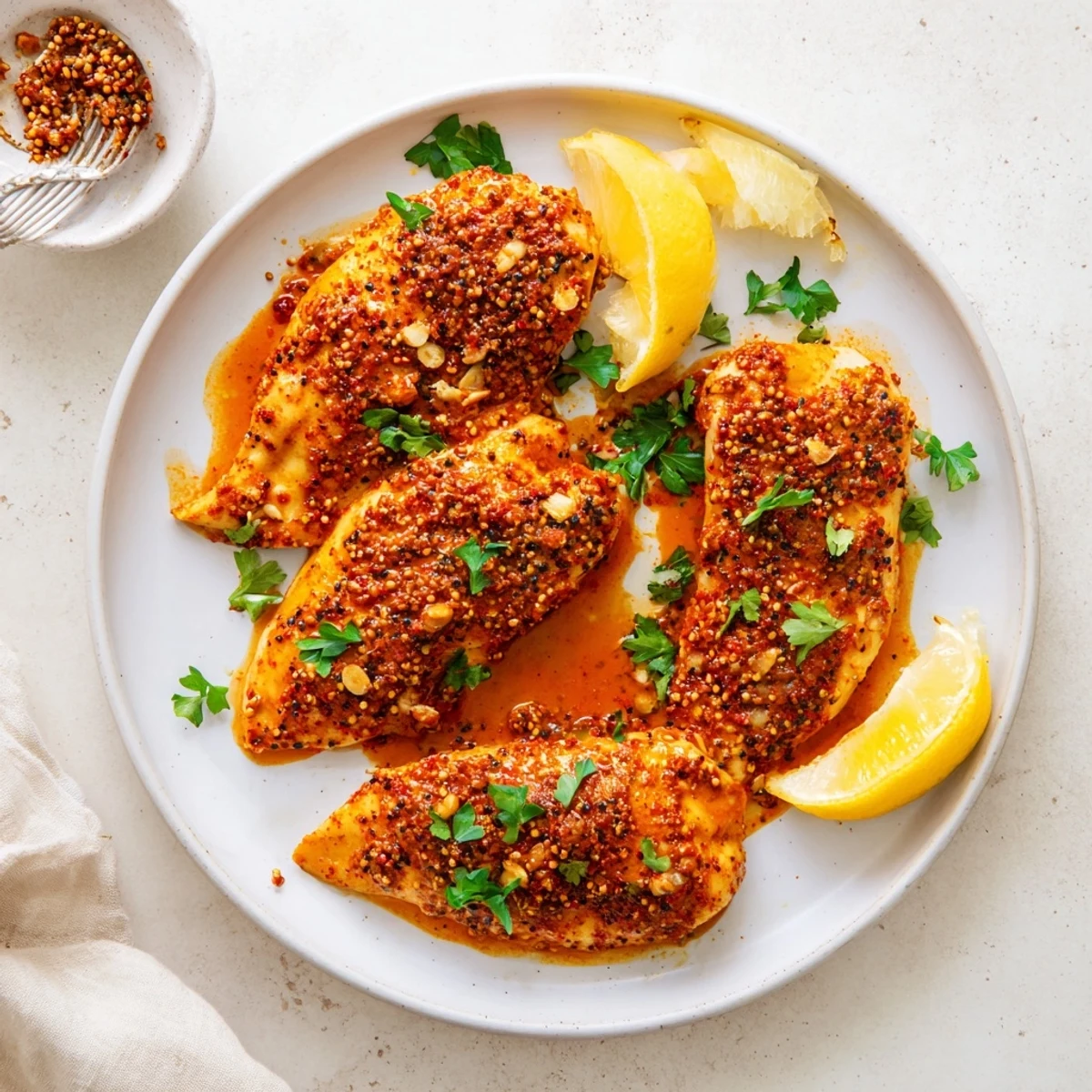 Savory Chicken Diablo dinner featuring juicy chicken in zesty tomato chili sauce glaze