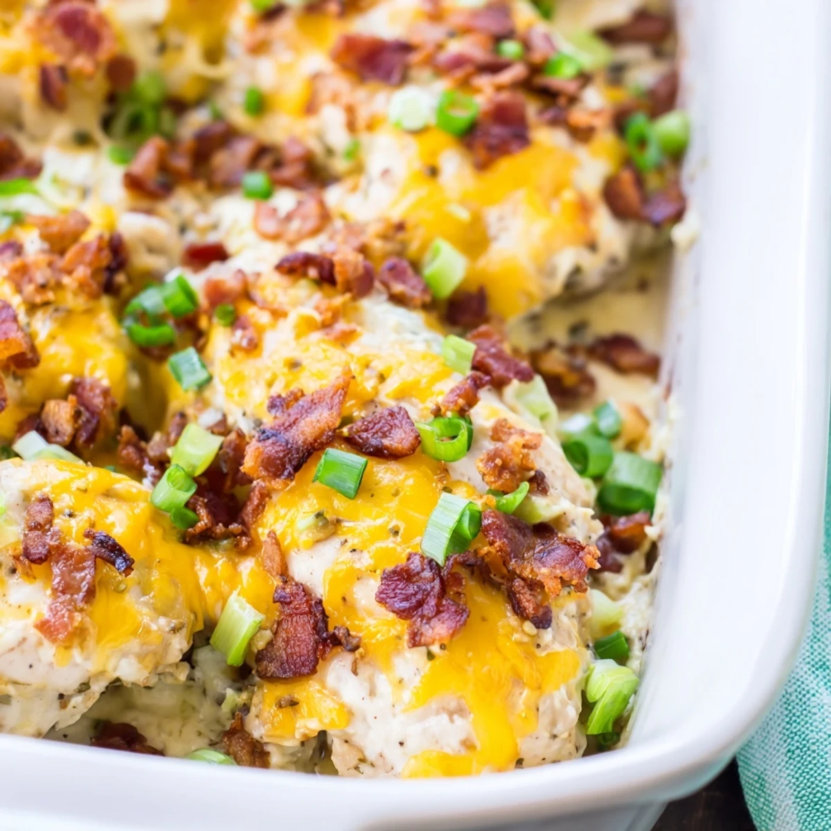 Golden crack chicken breast smothered in cream cheese and crunchy bacon bits