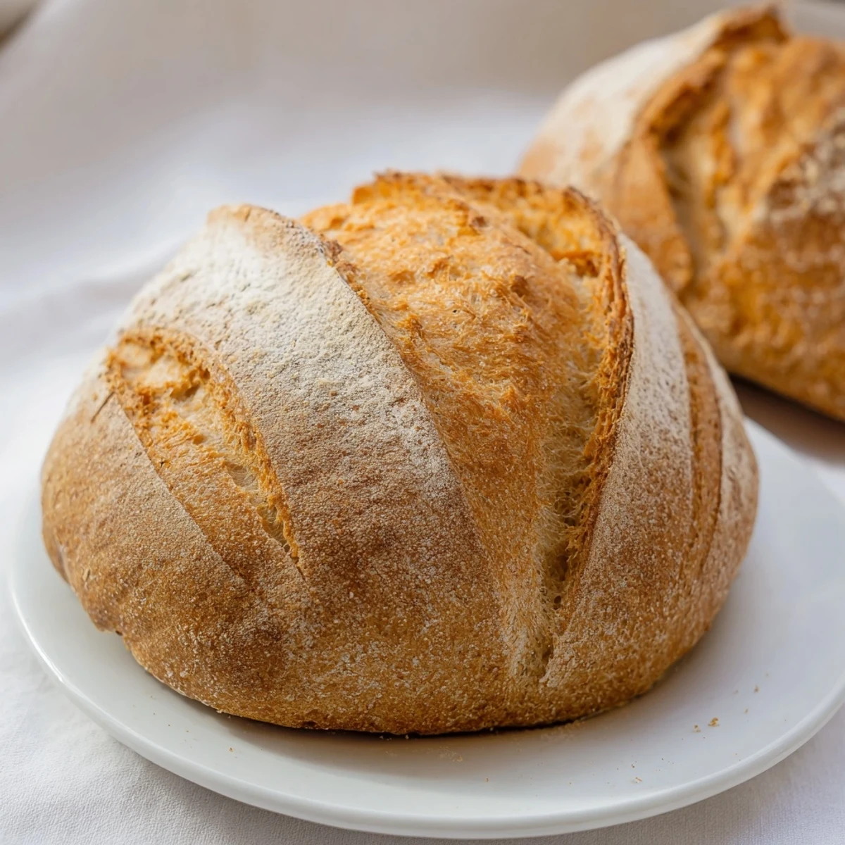 Freshly baked crusty Italian bread on wire rack with golden crust and perfect texture