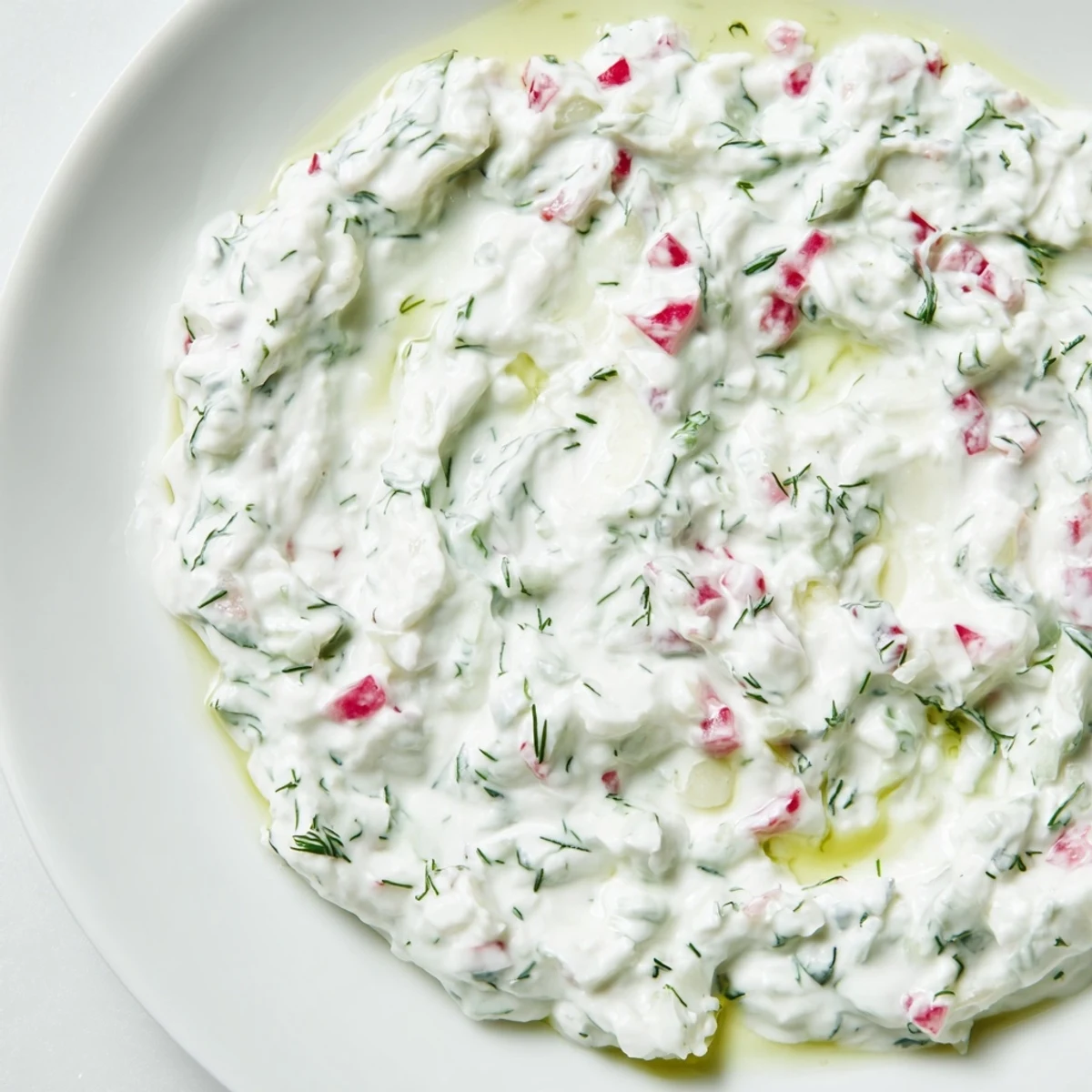 Crisp grated radishes folded into Greek yogurt for a refreshing Mediterranean appetizer