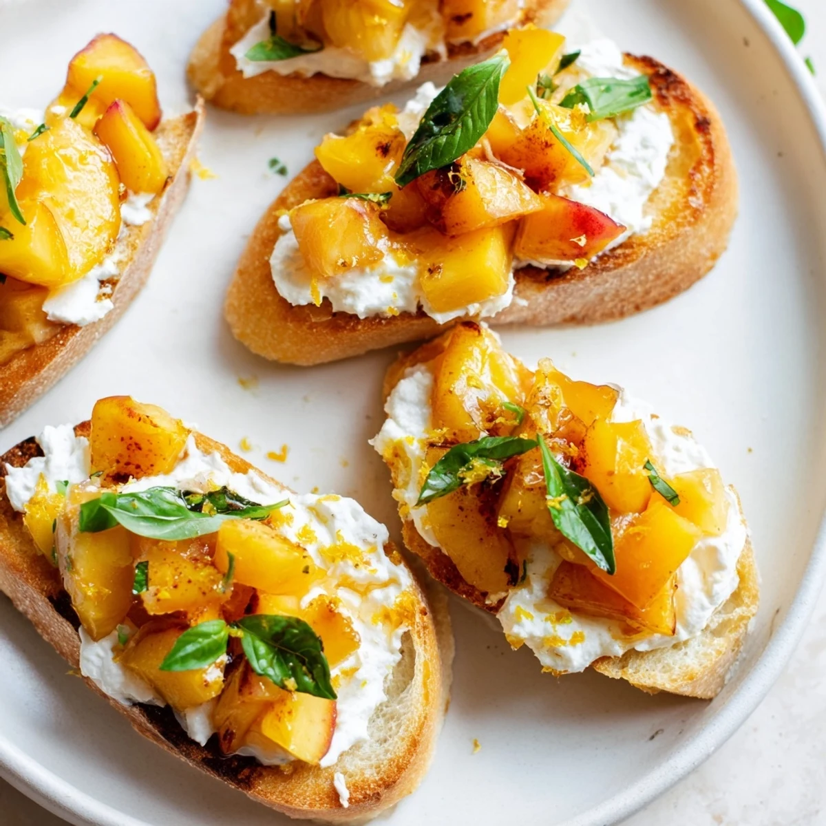 Sun Kissed Peach Bruschetta