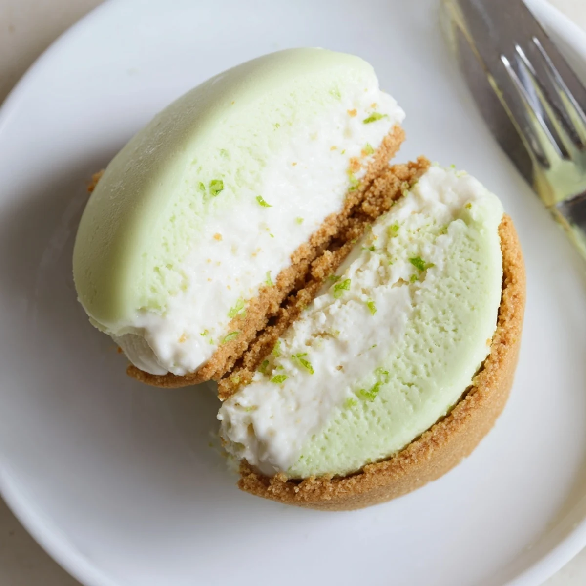 Chilled Key Lime Pie Ice Cream Sandwiches stacked, zesty lime aroma, graham crunch