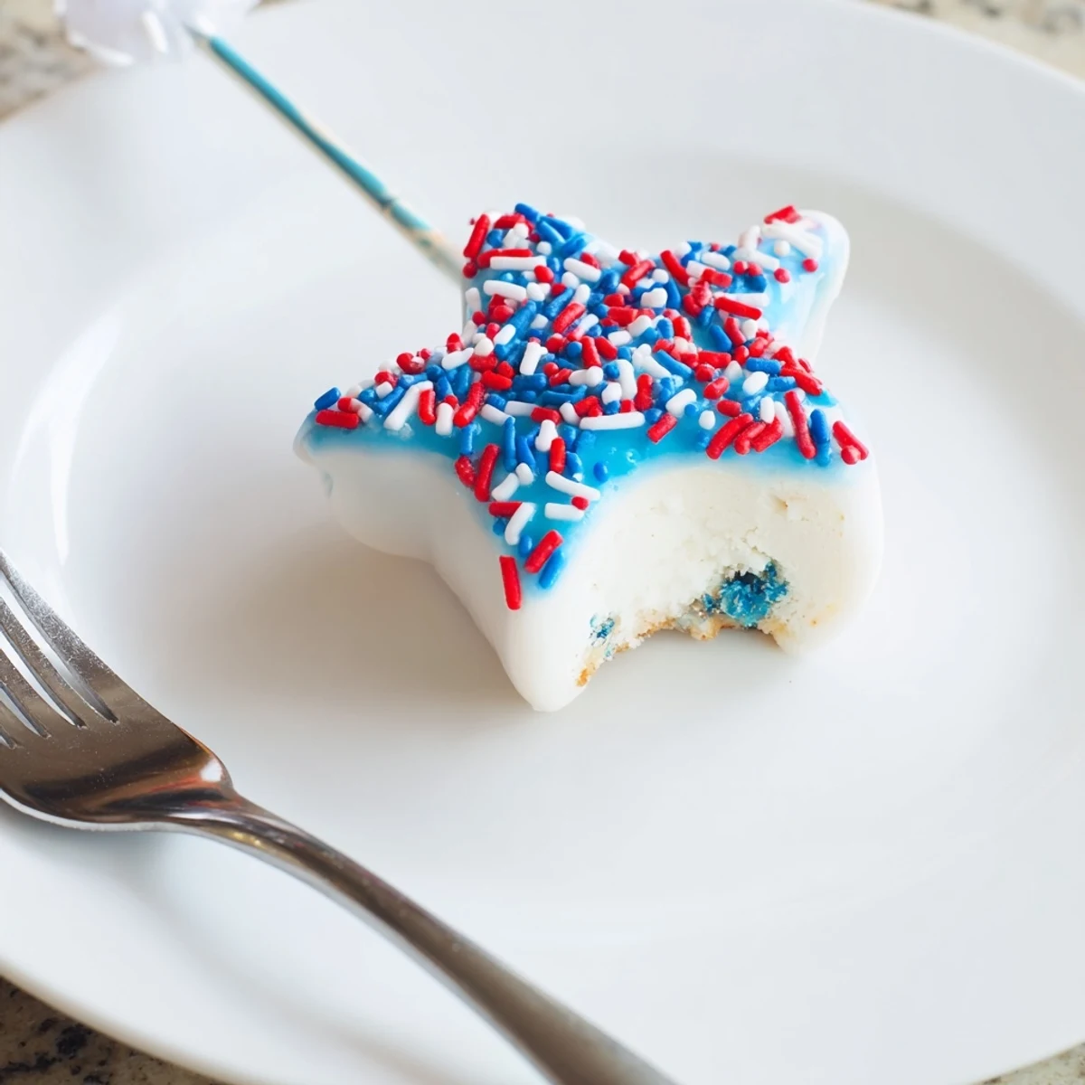 Fourth Of July Star Cheesecake Pops, creamy chilled stars dipped in chocolate
