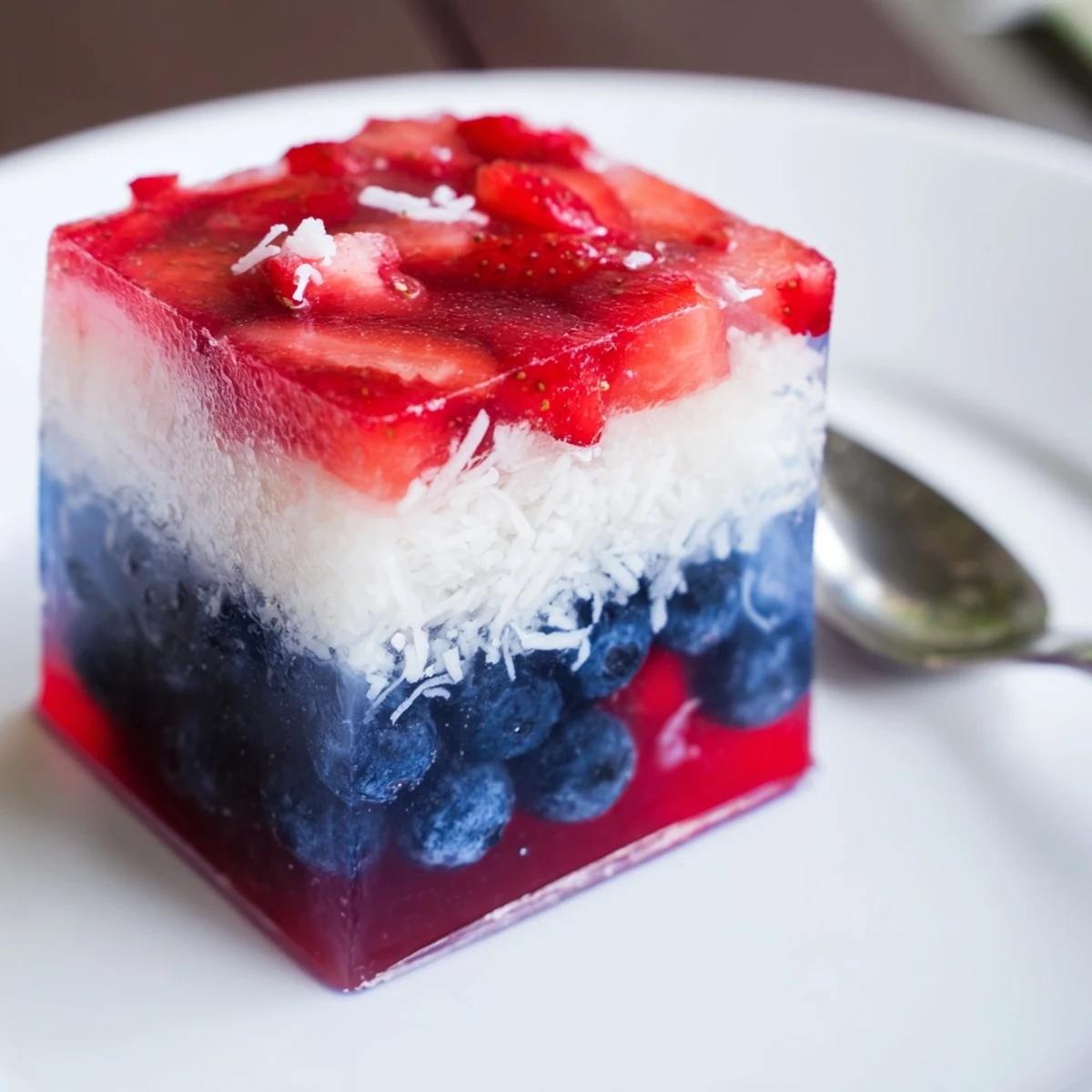 Red White And Blue Ice Cubes recipe stacked in tray, juicy fruit layers