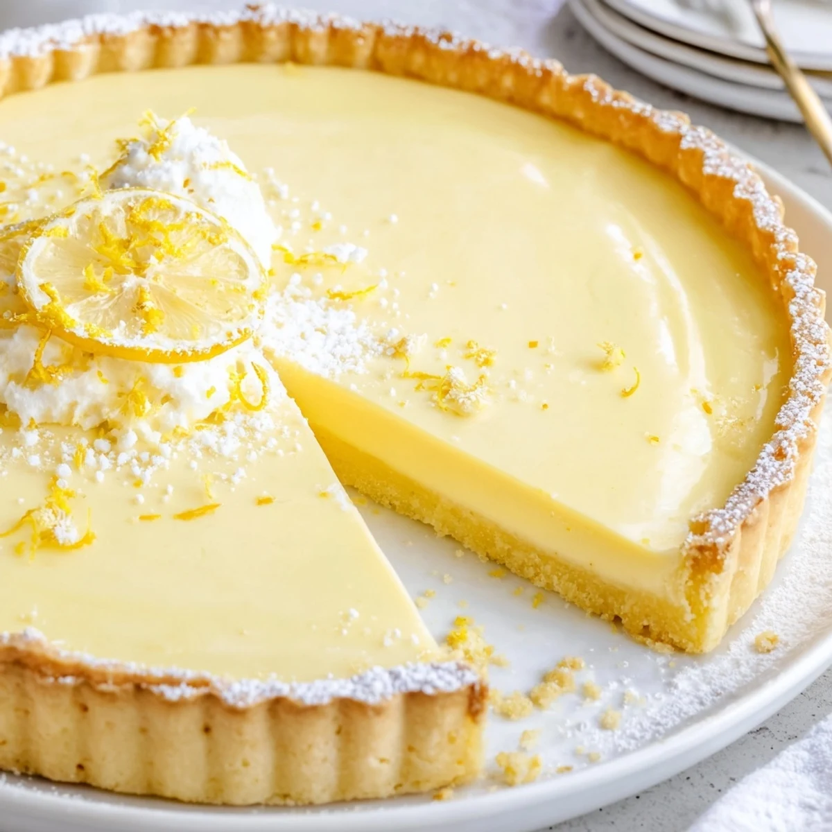 Creamy Lemon Tart Recipe: silky yellow filling in a golden, buttery crust