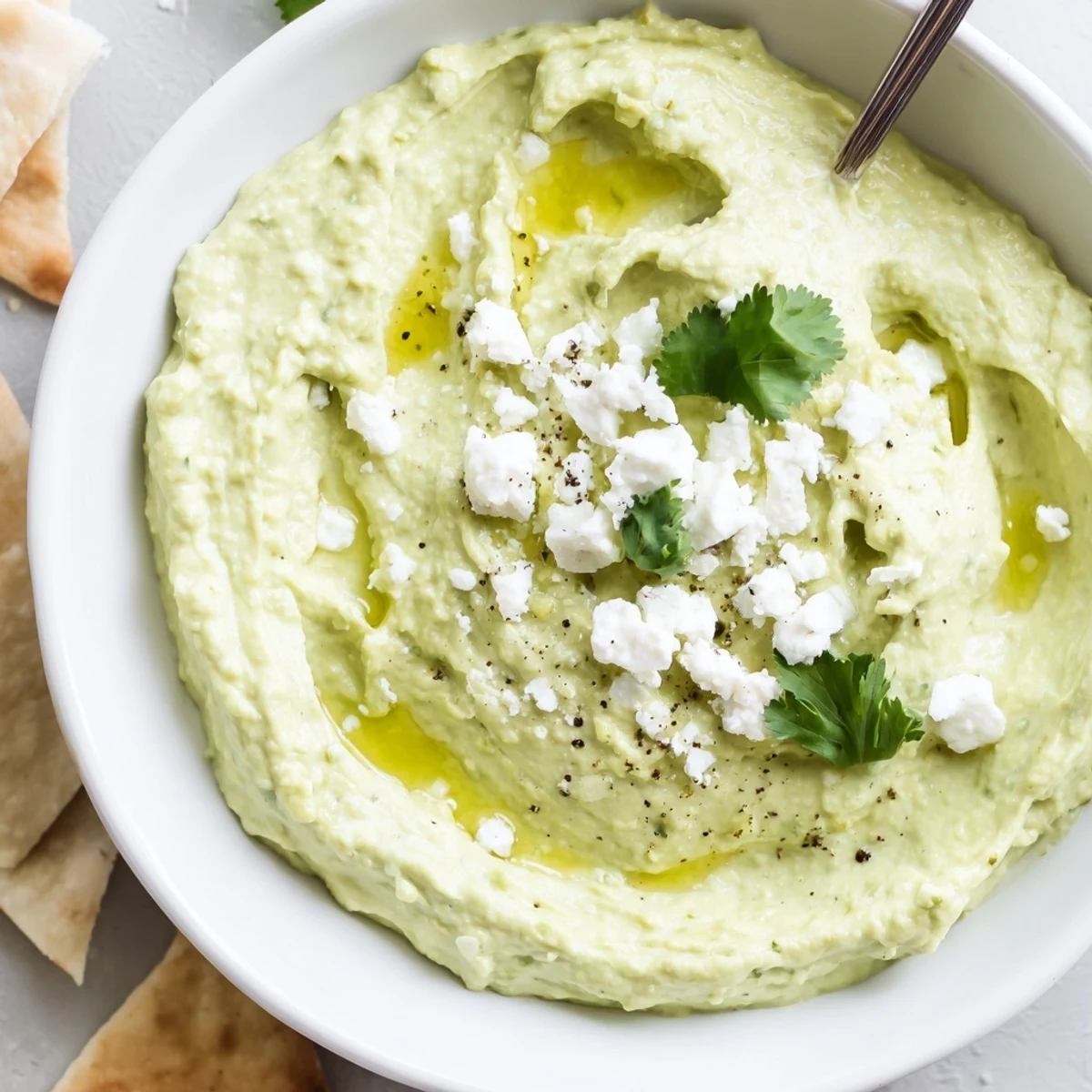 A sandwich spread of Creamy Avocado Feta Dip, silky, zesty, bright