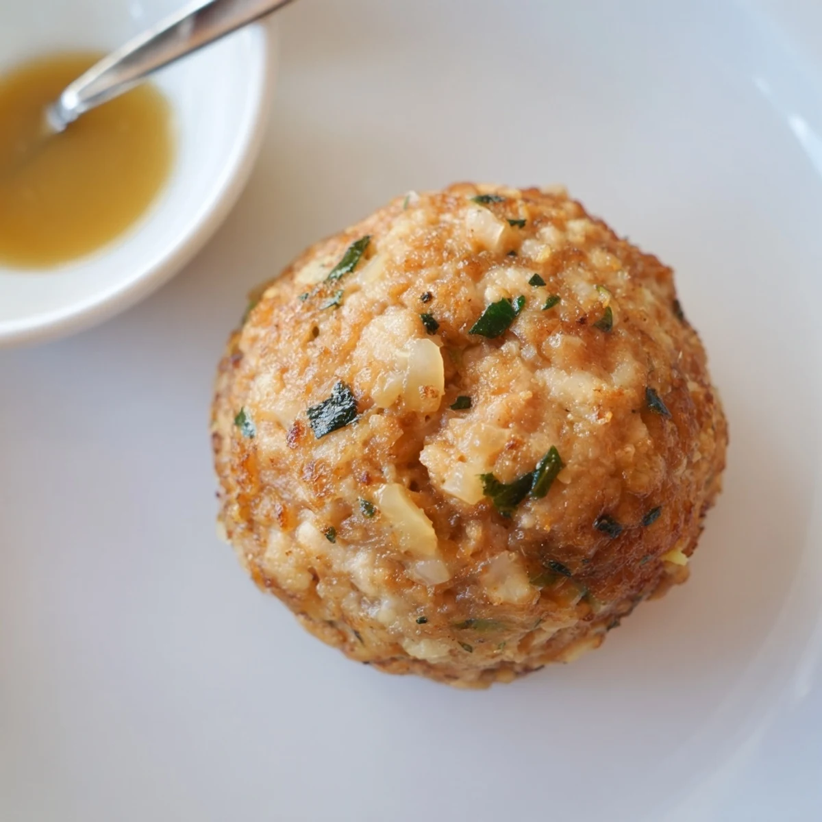 Sage Onion Chicken Balls, golden-browned with caramelized onion aroma