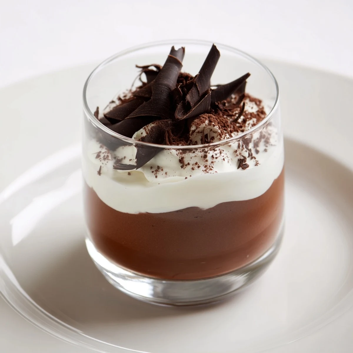 Layered Triple Chocolate Mousse Cups show glossy dark, milk, and white mousses.