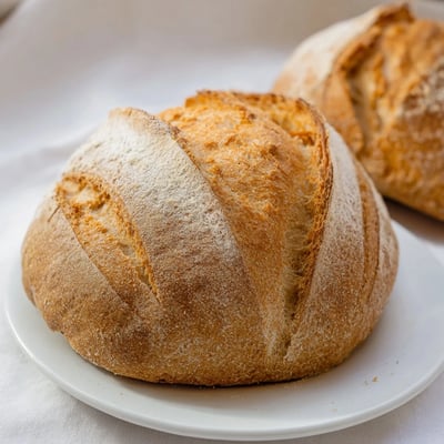 Freshly baked crusty Italian bread on wire rack with golden crust and perfect texture